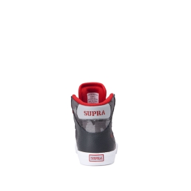 Tenis Altos Supra VAIDER Niños Gris Camuflaje/Blancas (MX-57772)